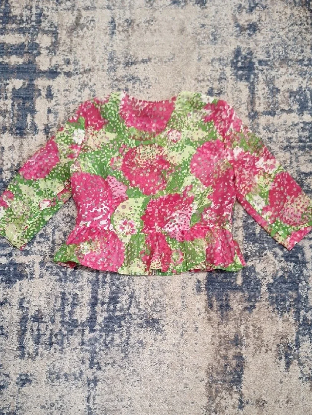 Ruby Rd Women's Floral Semi Sheer Zip Front Peplum Jacket Size 14
